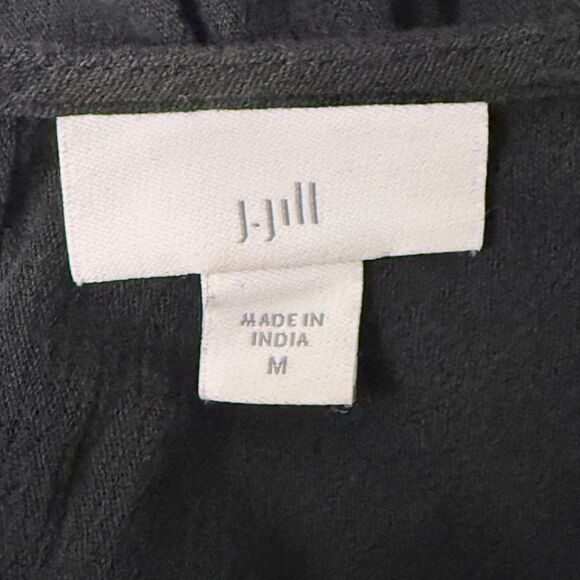 J Jill Black Embroidered Crew Neck Lightweight Cotton Blend Top Blouse Tunic M - Picture 3 of 10